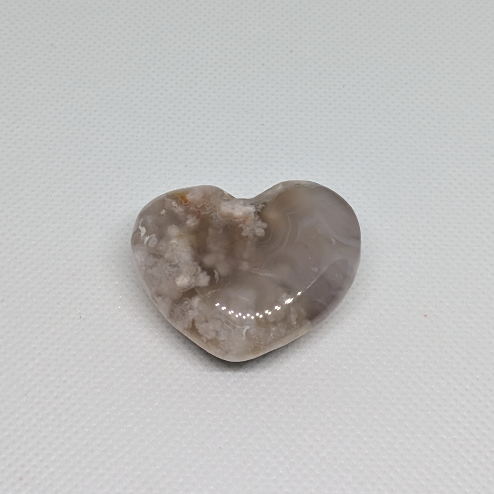 Flower Agate Crystal‎ Puffy Heart Carving -Genuine Pink Flower Agate - Picture 3 of 7